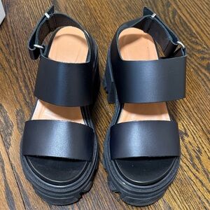 Ganni Black Leather platform sandals size 6